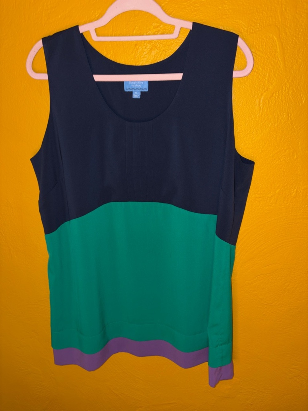 Simply Vera Vera Wang Navy Green & Purple Sleeveless Tunic XL or Micro Dress